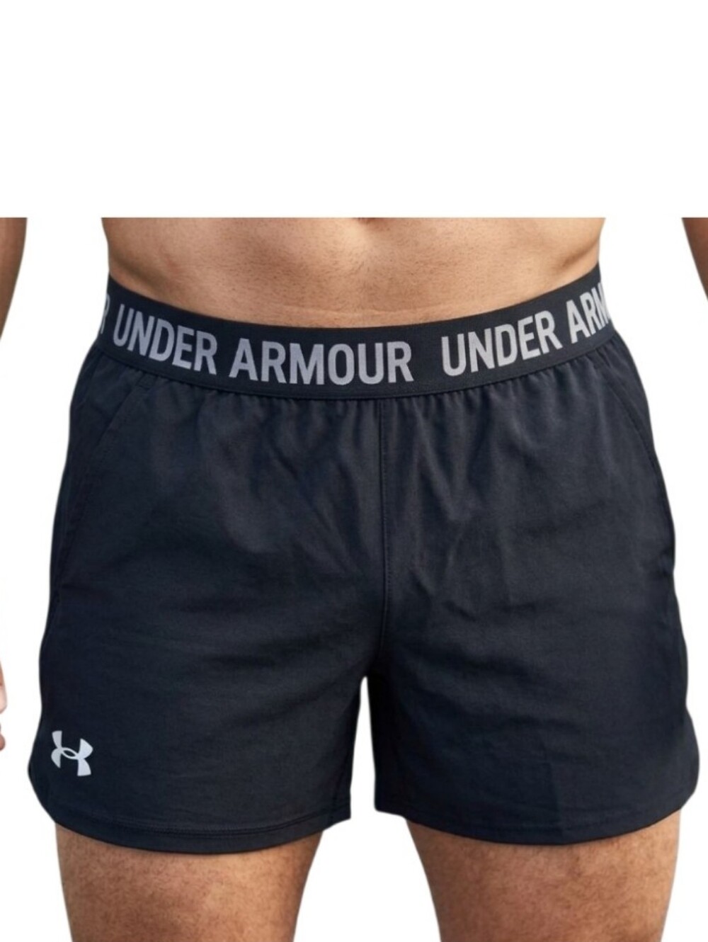 Under Armour HeatGear Black Performance Athletic Shorts Logo Waistband Men Large
